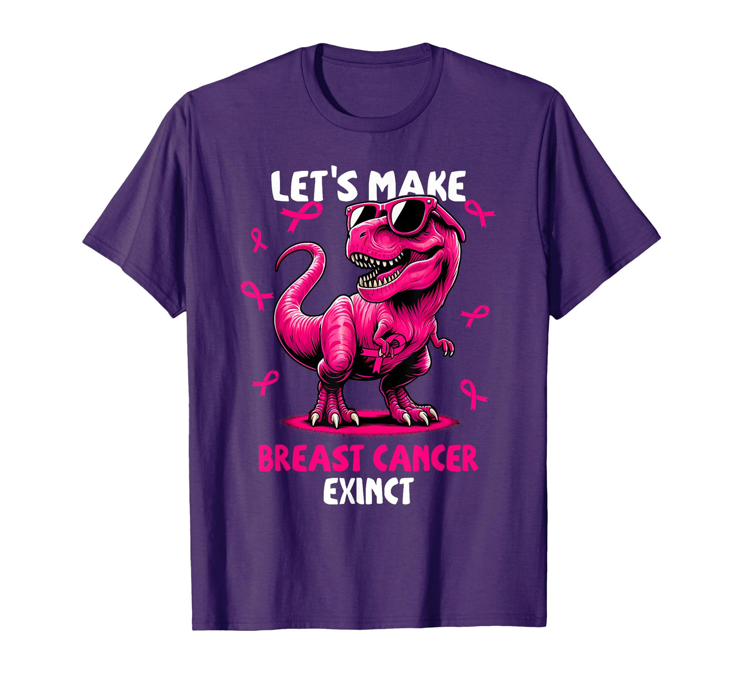 Let's Make Breast Cancer Exinct Dinosaur Ribbon Boy Girl Kid T-Shirt