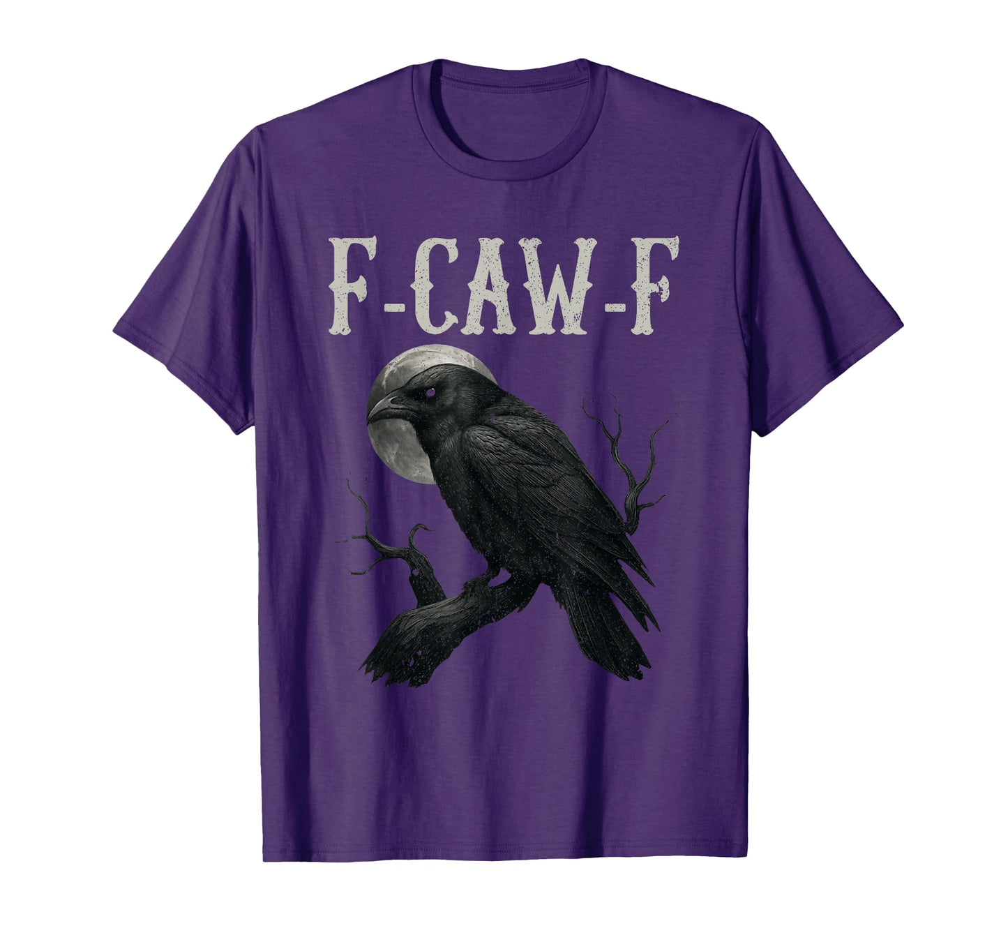 Black Crow F-Caw-F Full Moon Gothic Witchy Adult Humor Men T-Shirt