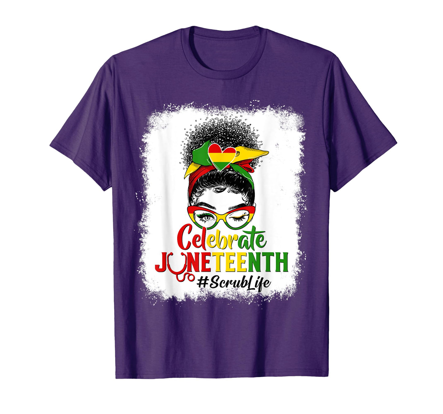 Proud Black Scrub Life Messy Bun Celebrate Juneteenth Afro T-Shirt