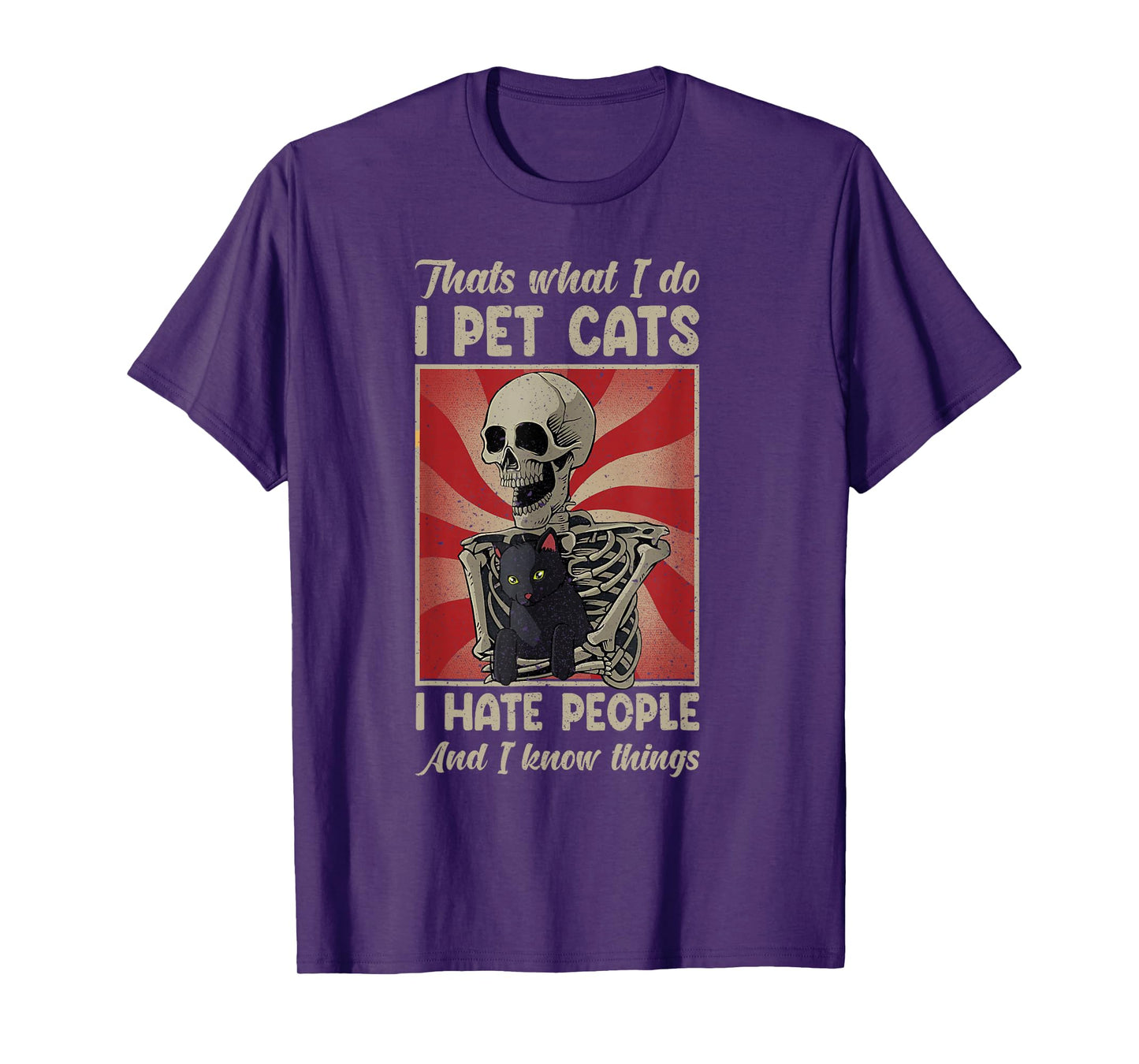 Vintage What I Do I Pet Cats I Hate People T-Shirt