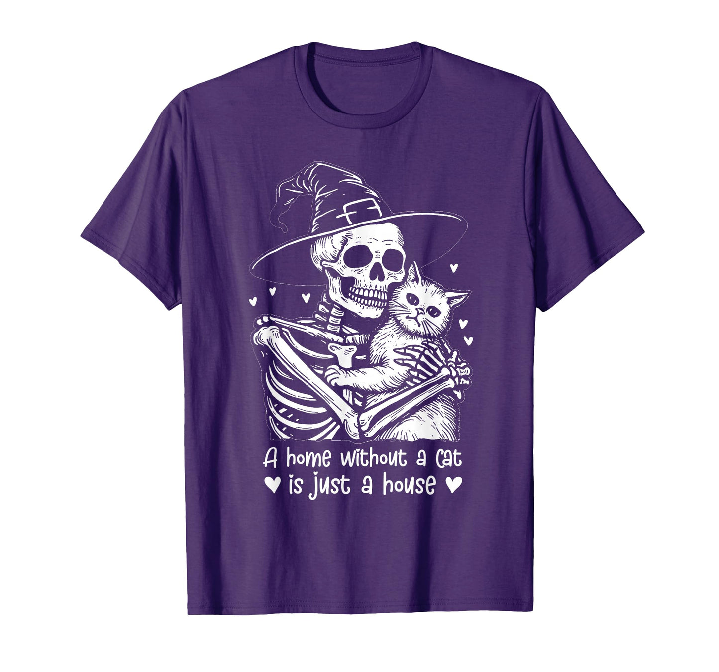 A Home Without a Cat is just A House, Halloween Skeleton Cat T-Shirt