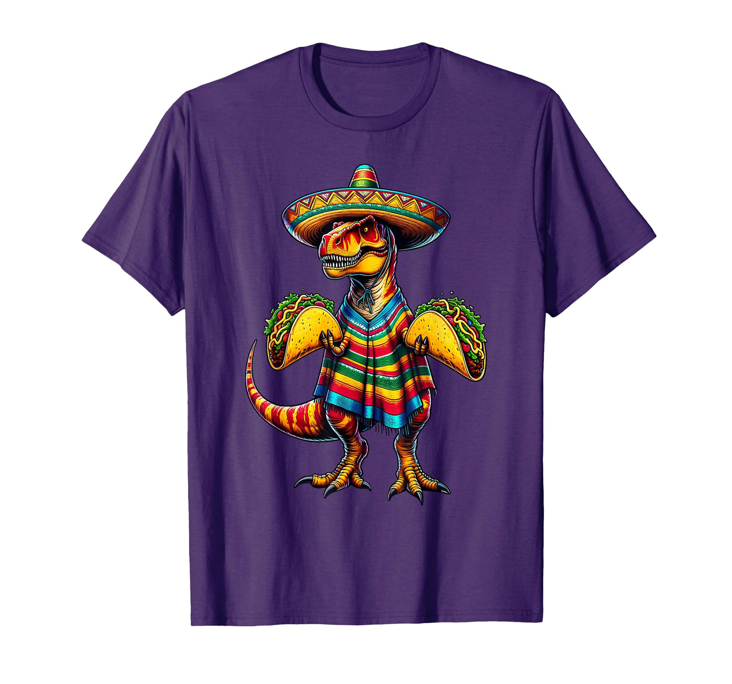 T-rex Dinosaur Taco Lover Cinco de Mayo Sombrero Poncho T-Shirt
