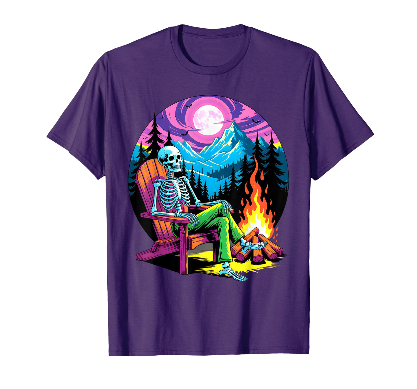 Skeleton Camping Halloween Costume Bones Camp Camper T-Shirt