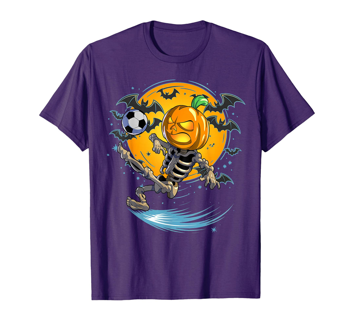 Soccer Skeleton Pumpkin Halloween Men Boys Design T-Shirt