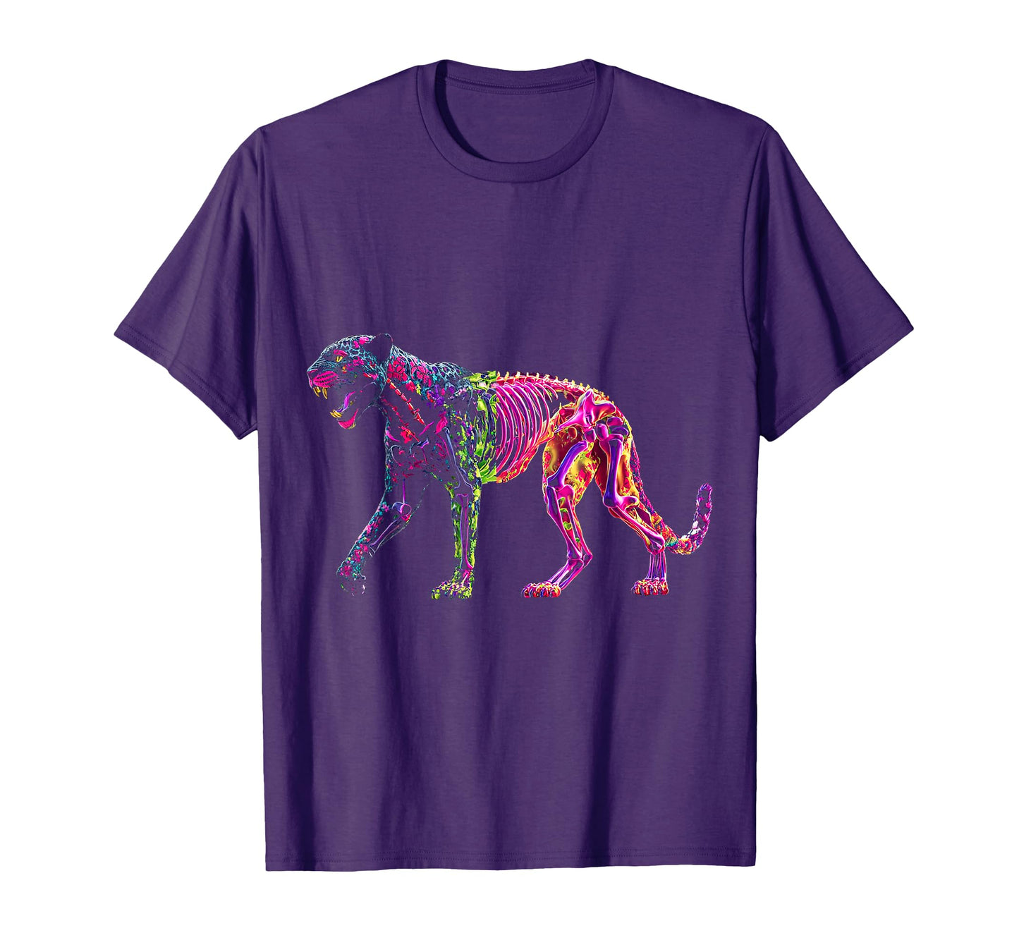 Halloween Leopard Skeleton Zombie Colorful Animal Halloween T-Shirt