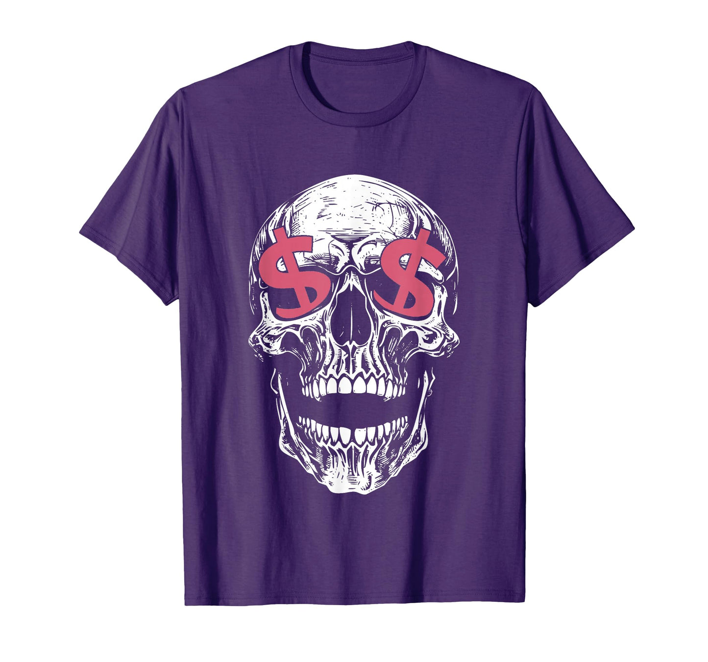 Skulls with Dollar Sign Eyes - Edgy Wealth Symbol Greed T-Shirt