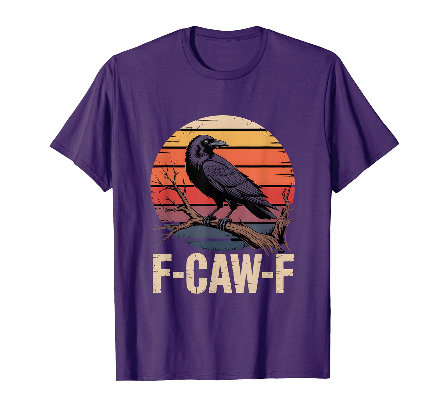 F-Caw-F Witty Crow Vintage Sunset T-Shirt