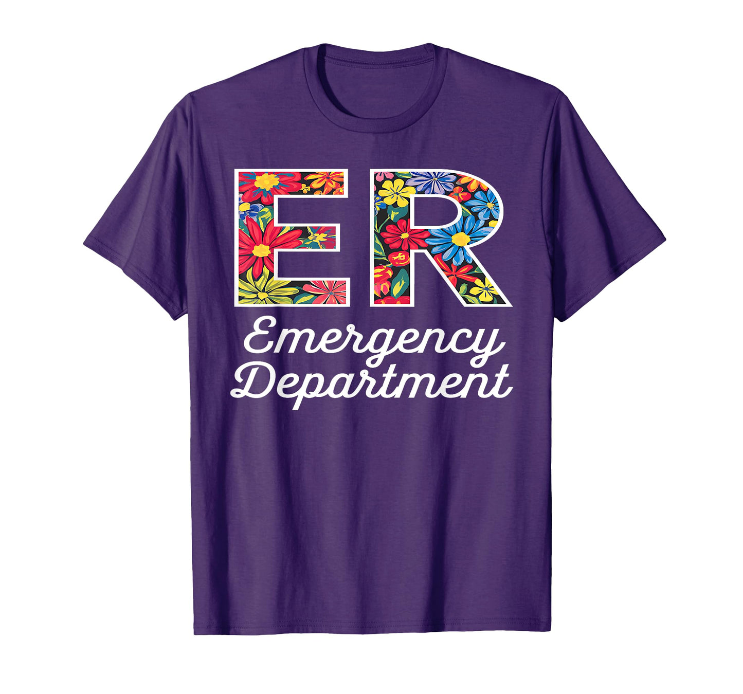 Floral ER Nurse Emergency Room Women RN Emergency Department T-Shirt