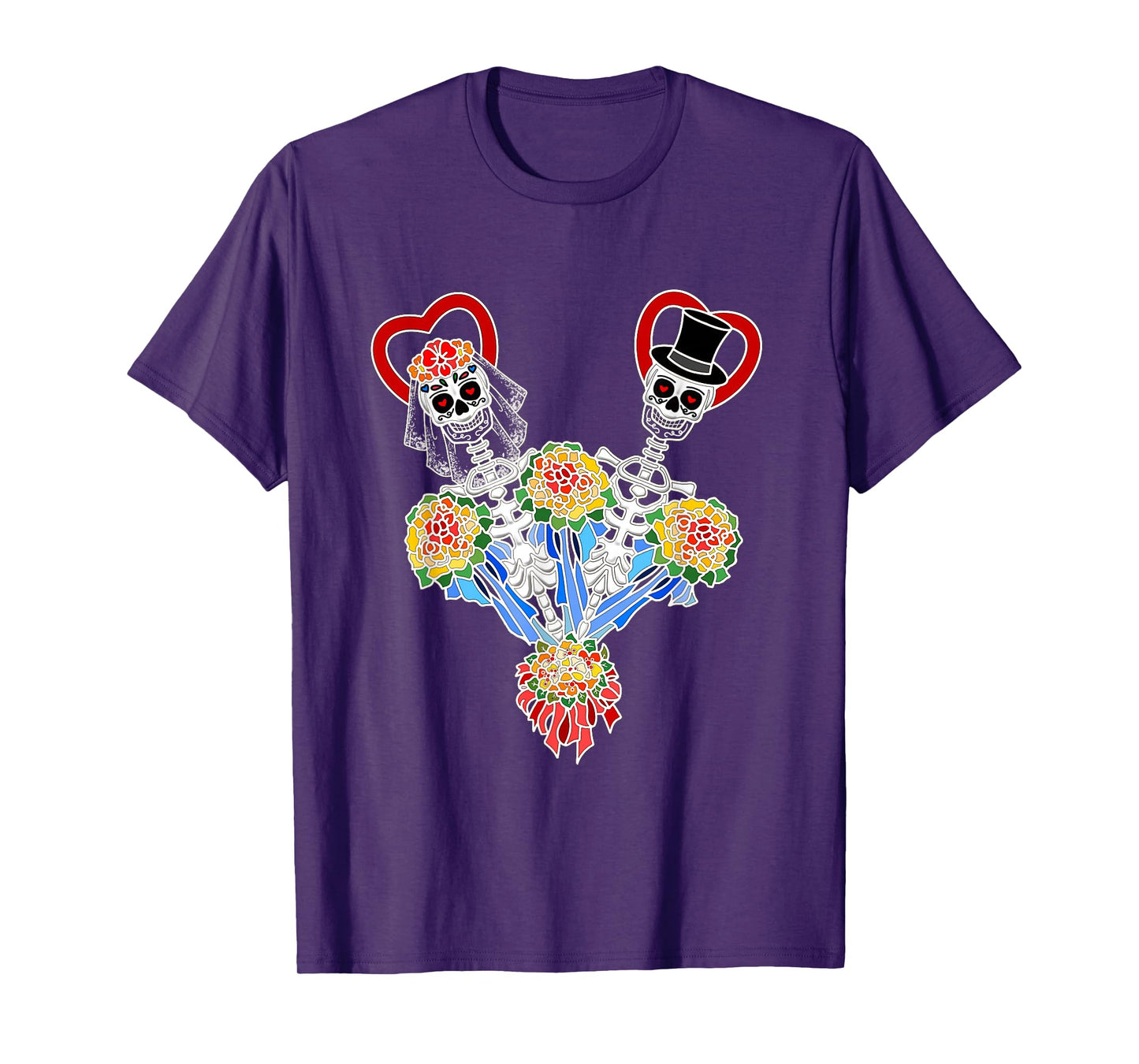 Funny Halloween Skeleton Couple Bride and Groom T-Shirt