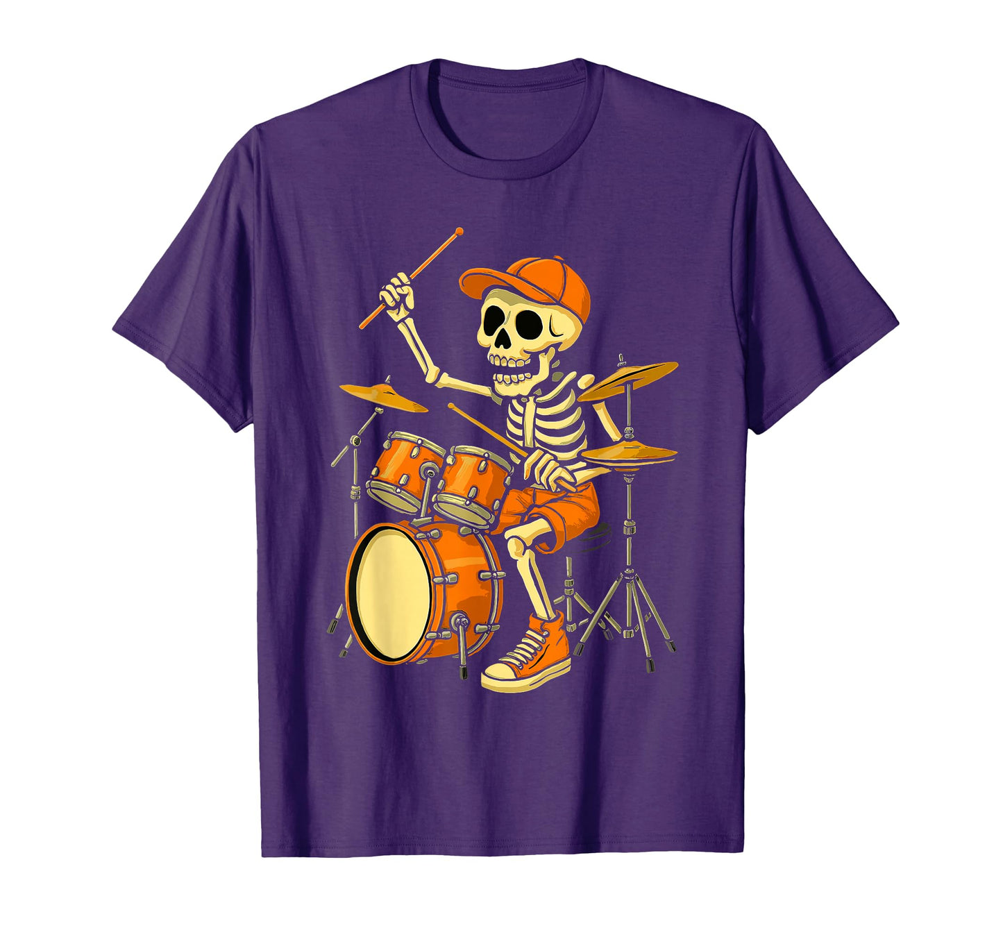 Skeleton Drums Halloween Costume Drummer Music Men Boys Kids T-Shirt