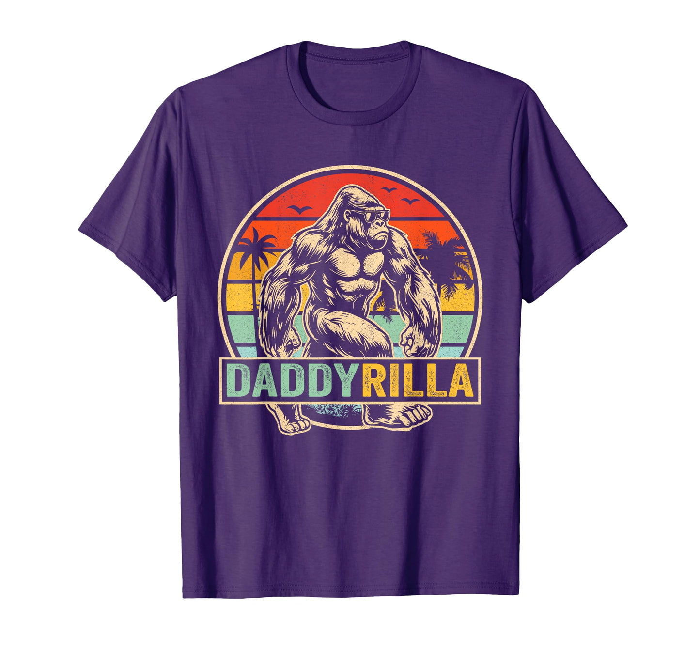 Daddyrilla Proud Dad Strong Gorilla Sunglasses Retro T-Shirt