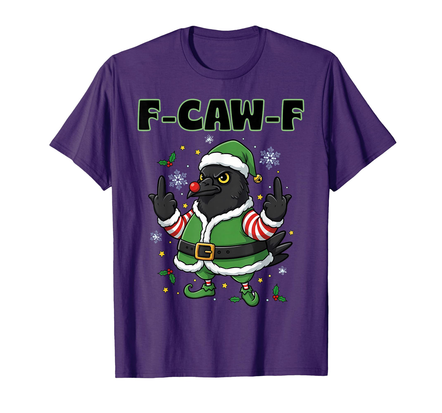 F-Caw-F Crow Raven Xmas Tee F CAW F Meme Adult Christmas Elf T-Shirt