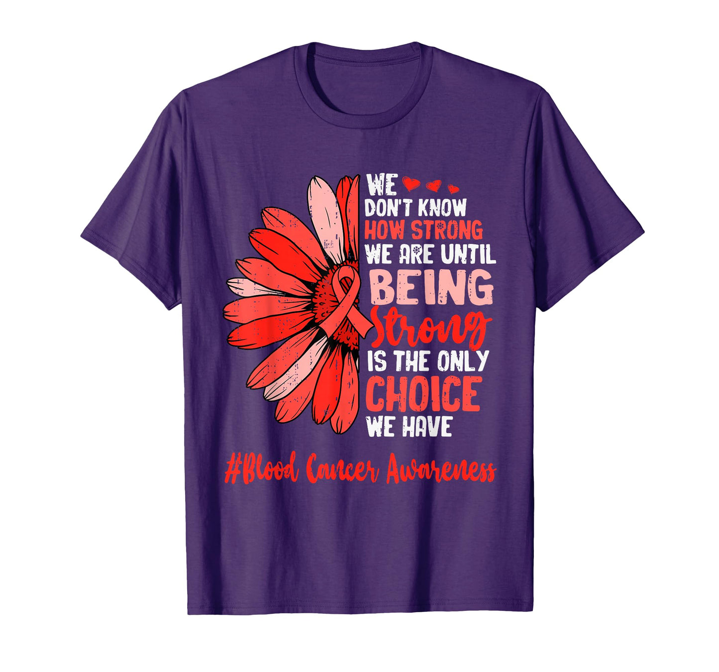 Motivational Blood Cancer Awareness Ribbon Red Support Women T-Shirt