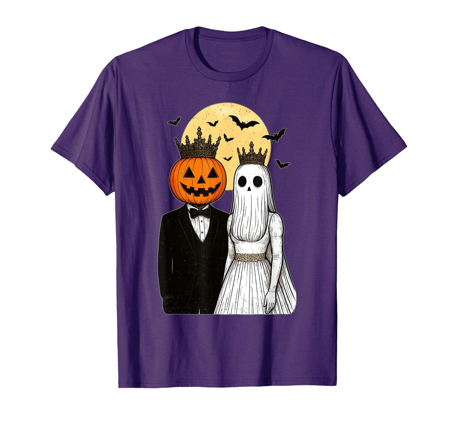 King and Queen Pumpkin Ghost Halloween Couple Spooky Season T-Shirt