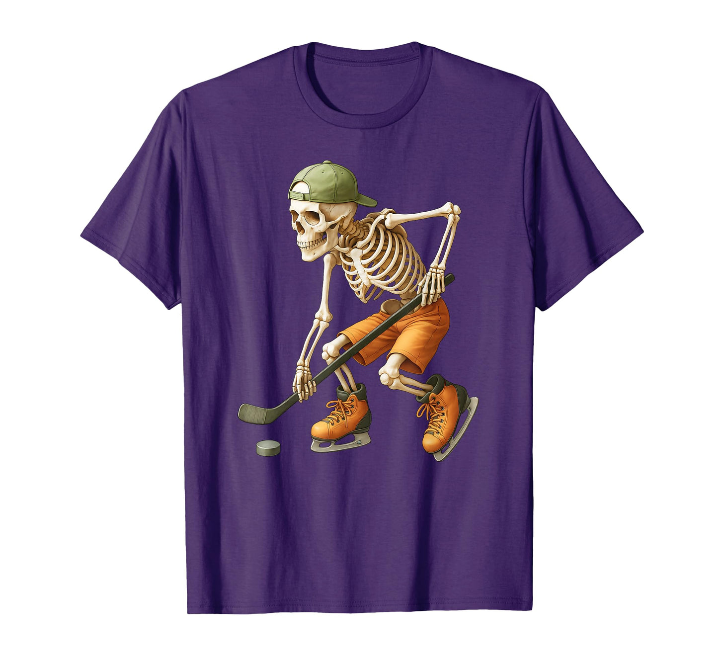 Skeleton Ice Hockey Halloween Costume Funny T-Shirt