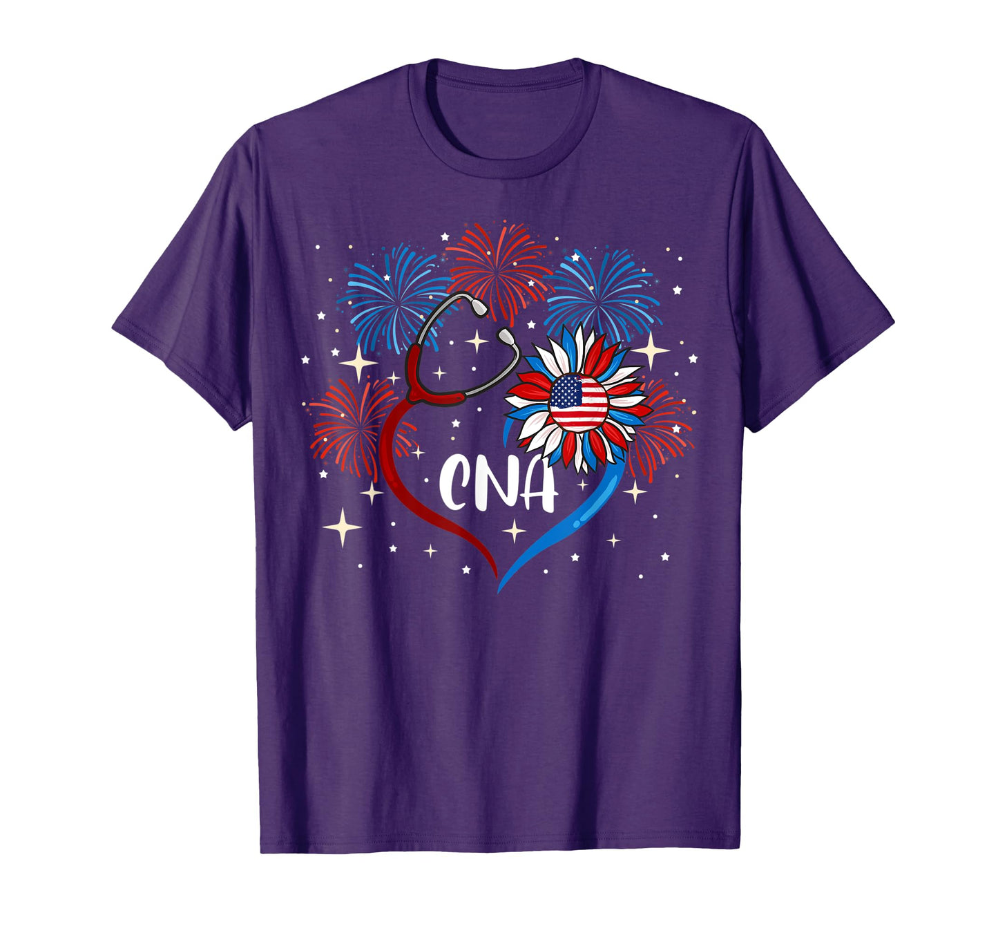 All American CNA Life American Flag Sunflower 4th Of July T-Shirt for Women Kids Men