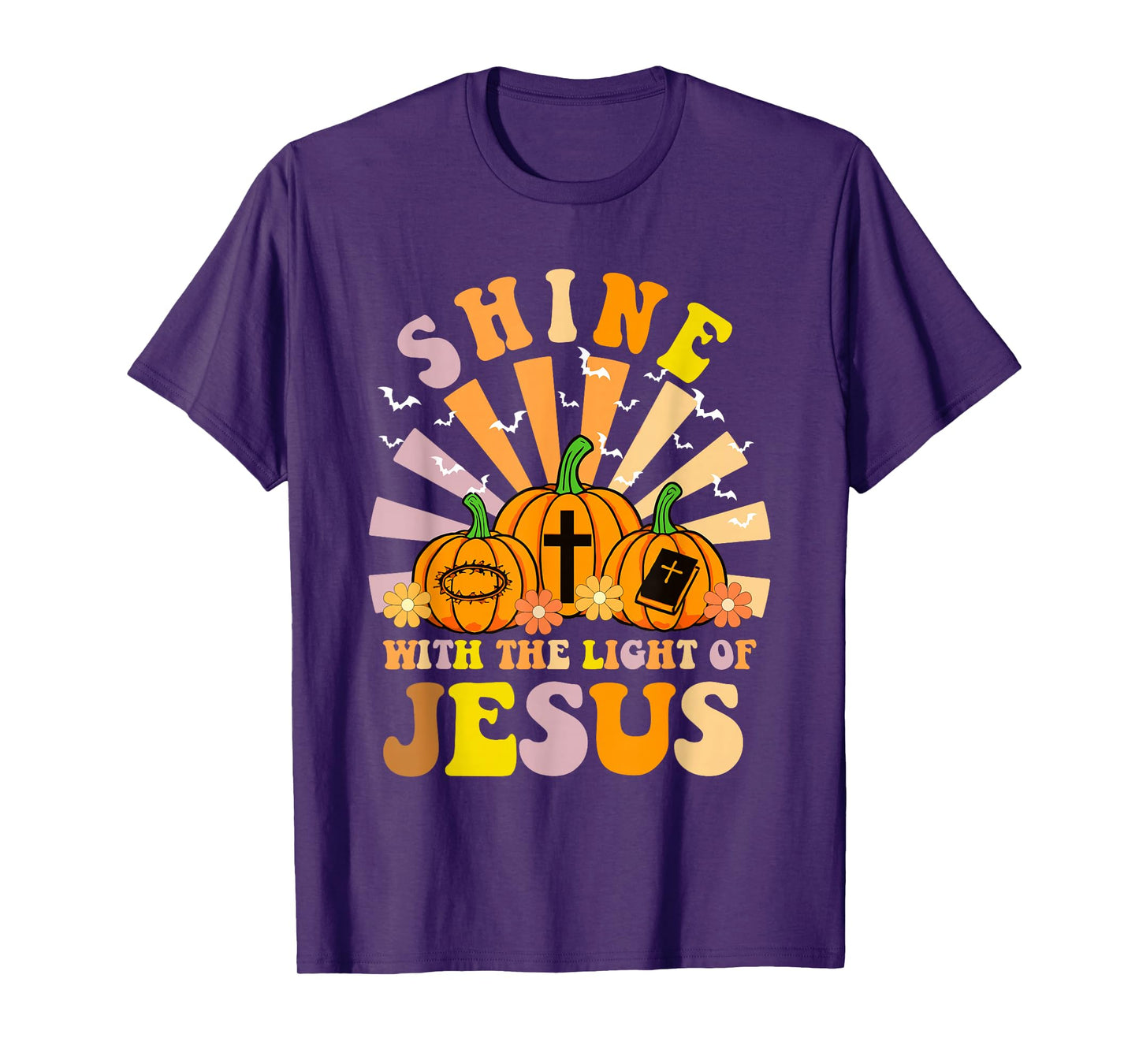 Shine with The Light of Jesus Christian Halloween Pumpkin T-Shirt