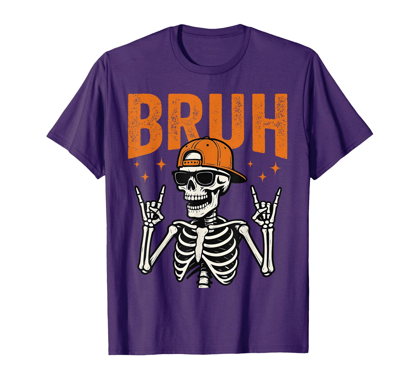 Bruh Punk Rock Skeleton Cool Rocker Halloween Men Teens Kids T-Shirt