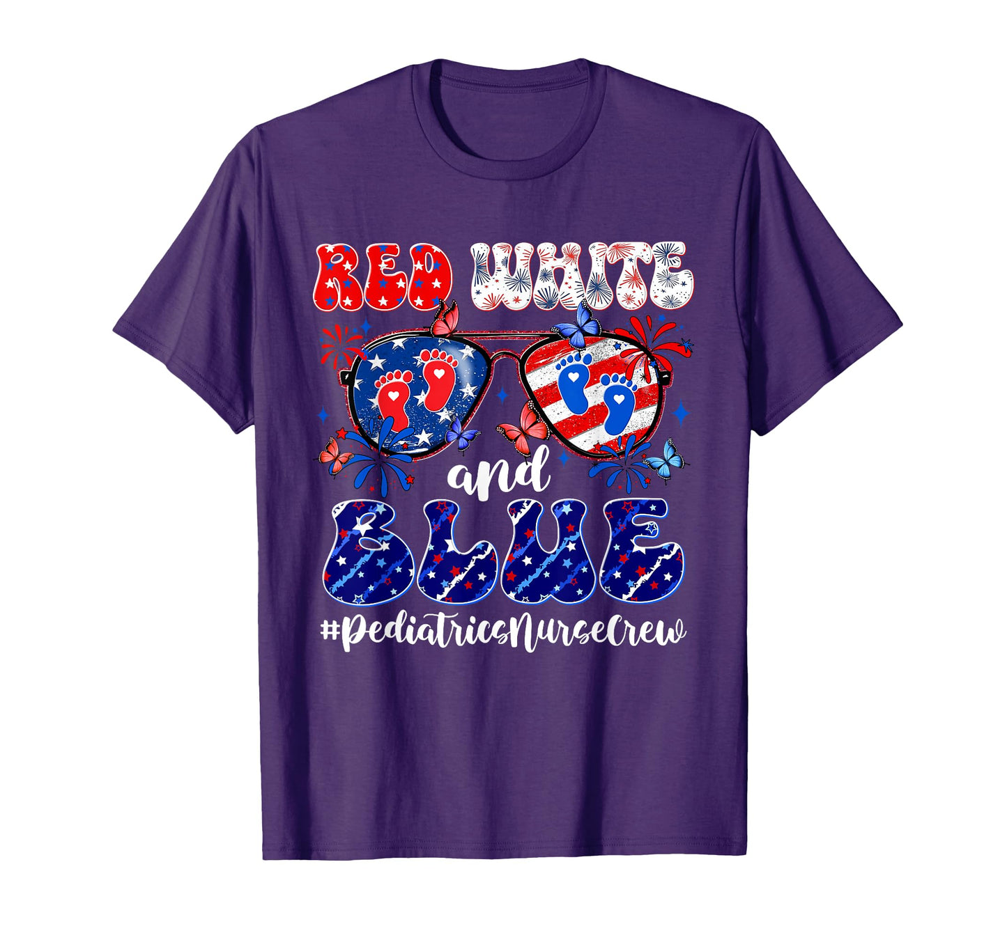 Red White & Blue Pediatrics Crew Pediatric Nurse 4th Of July Women Men T-Shirt