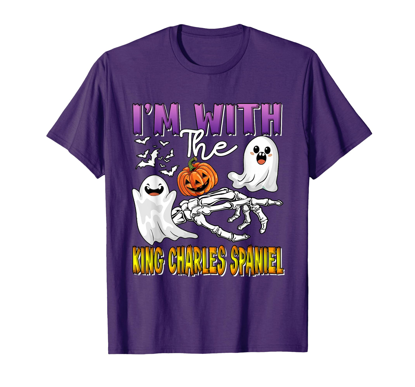 I'm with King Charles Spaniel Halloween Boo Funny Single T-Shirt