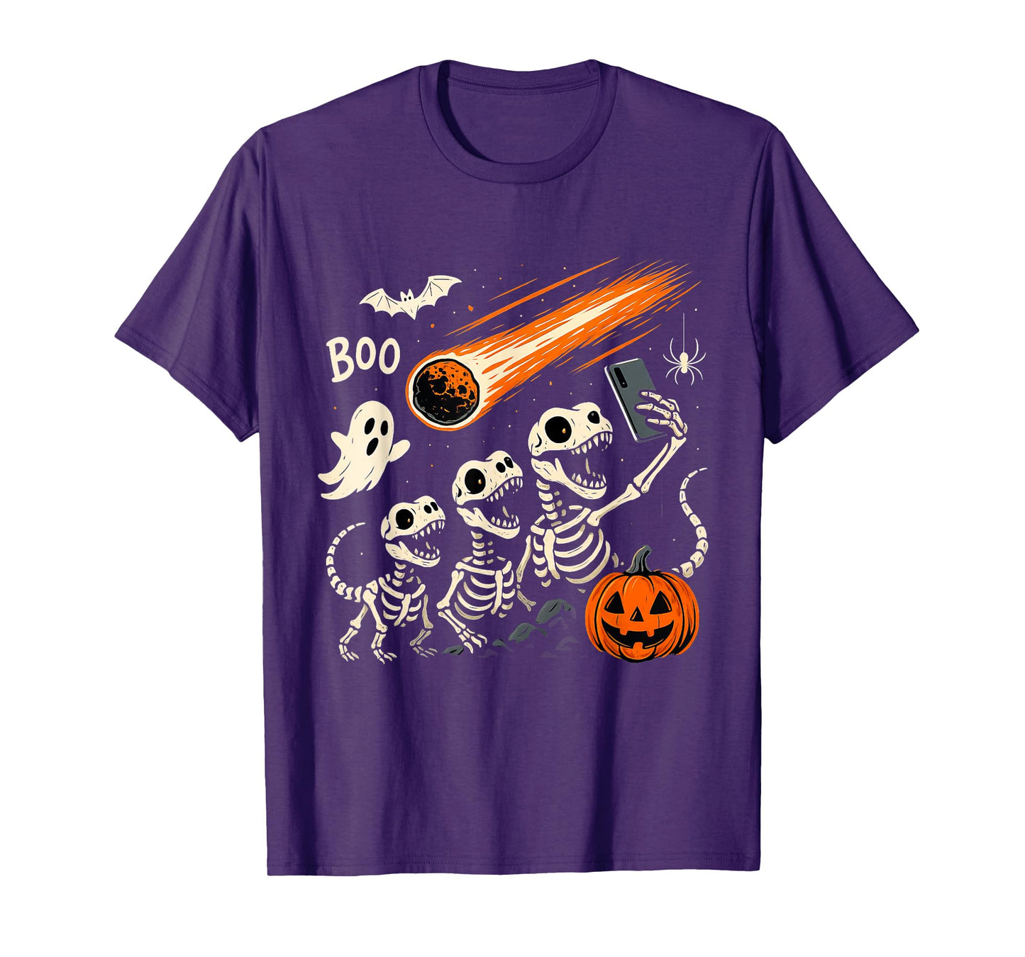 Skeleton Dinosaur T Rex Selfie Halloween T-Shirt