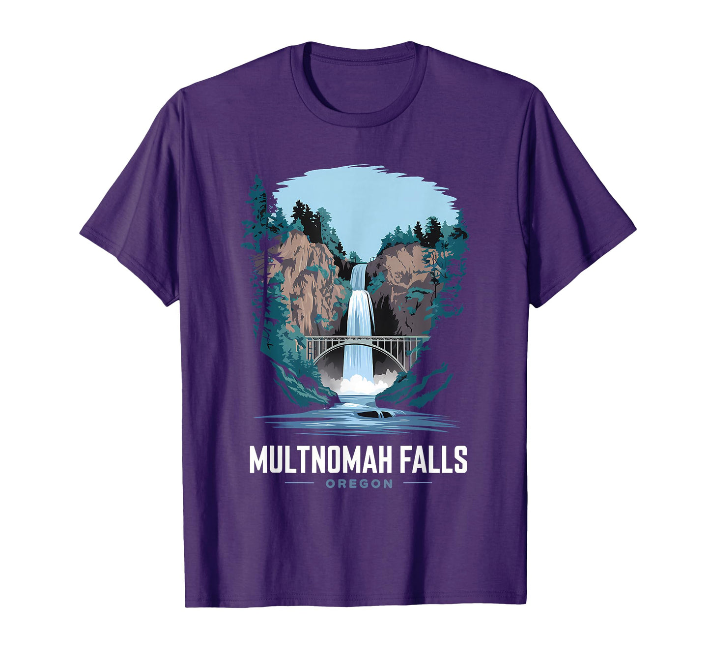 Multnomah Falls Oregon Waterfall Retro Nature Souvenir T-Shirt