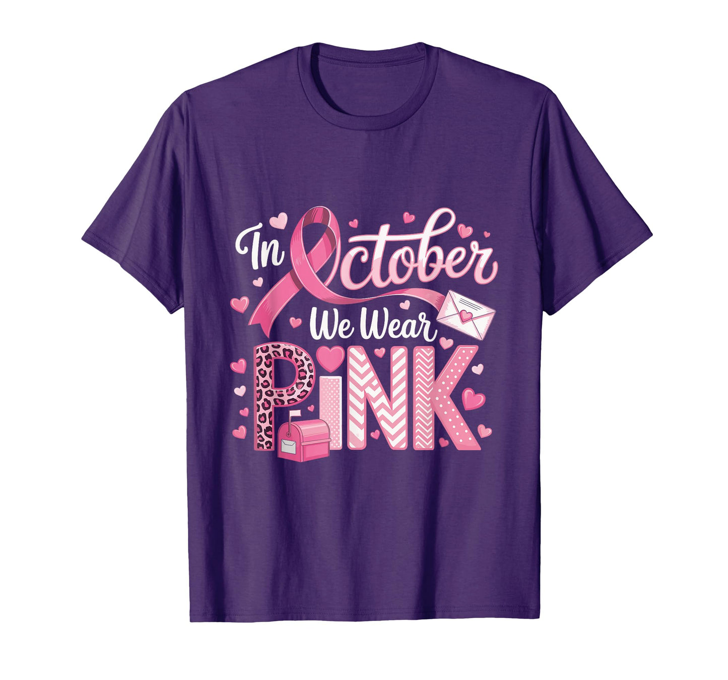 October We Wear Pink Breast Cancer Awareness Postal Worker T-Shirt