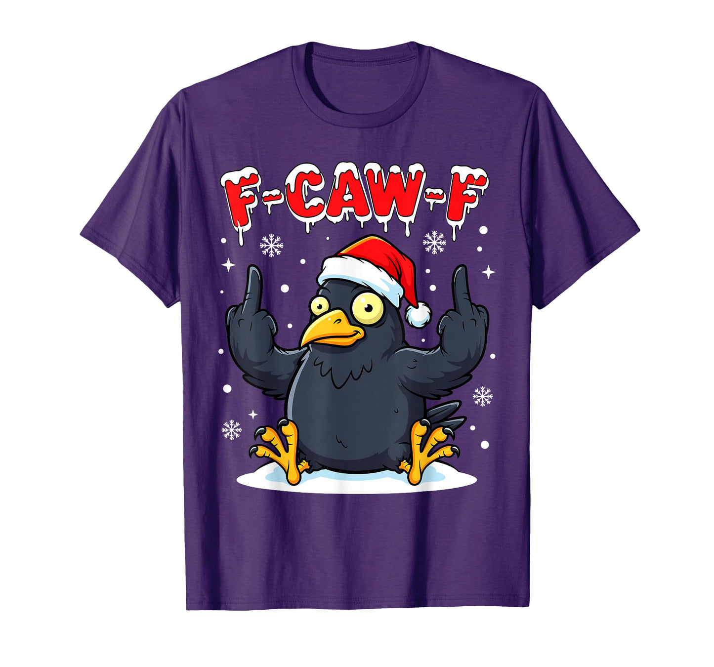F-CAW-F Crow Christmas Santa Raven Adult Humor Xmas T-Shirt