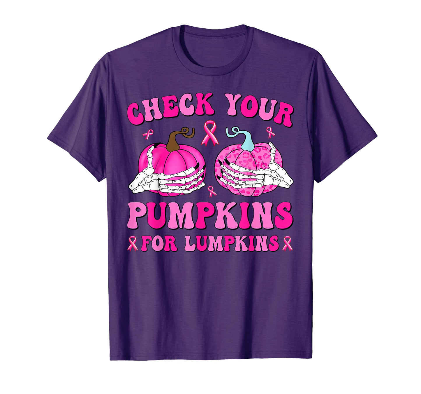 Check Your Pumpkins for Lumpkins Halloween Breast Cancer T-Shirt
