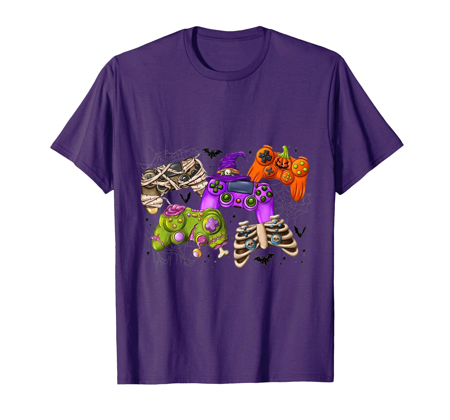 Spooky Skeleton & Zombie Gaming Controllers Halloween T-Shirt