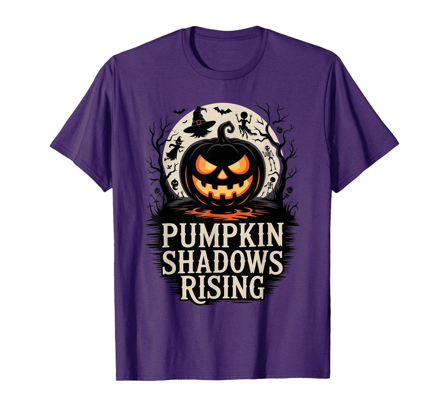 Pumpkin Shadows Rising Funny Forests Spooky Halloween T-Shirt