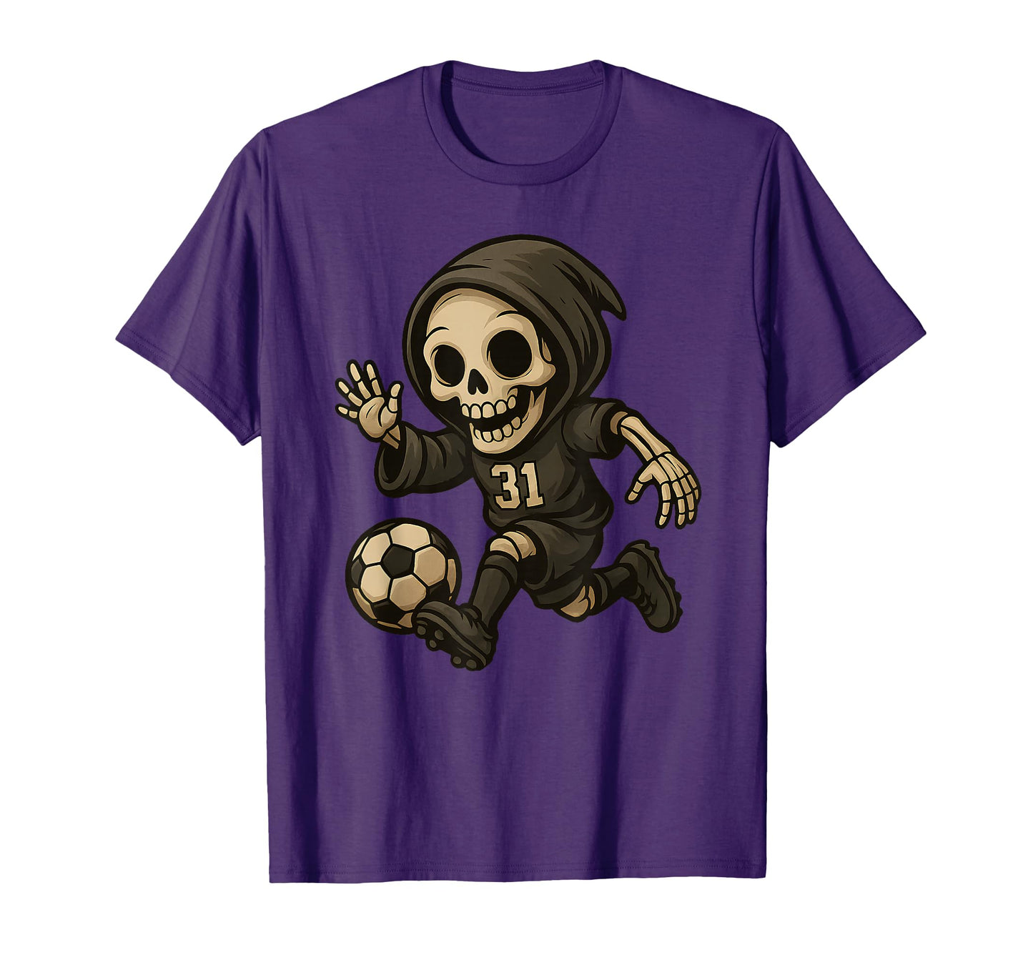 Halloween Skeleton Reaper Soccer Player Spooky Sports Design T-Shirt