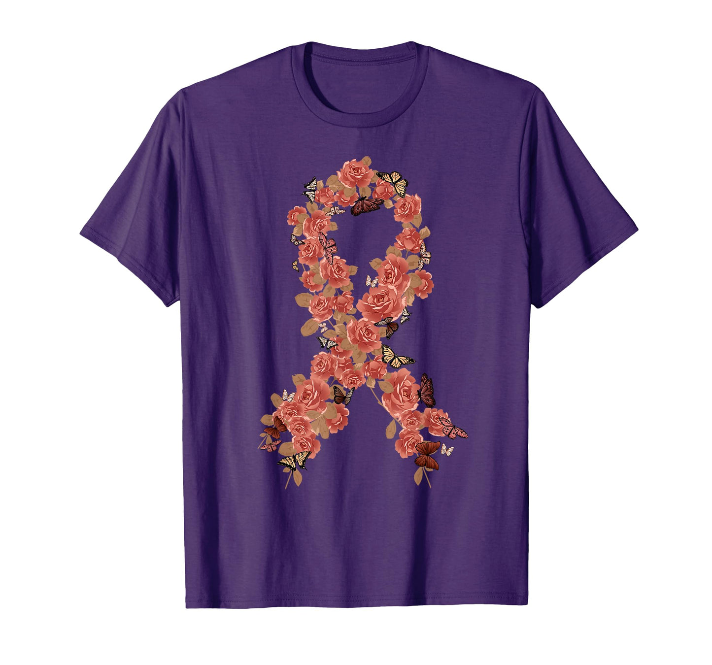 Peach Ribbon Uterine Endometrial Cancer Awareness T-Shirt