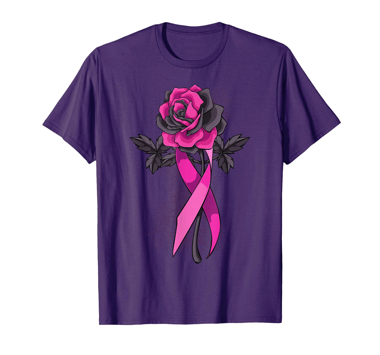 Pink Ribbon Rose Breast Cancer Awareness Survivor Warrior T-Shirt