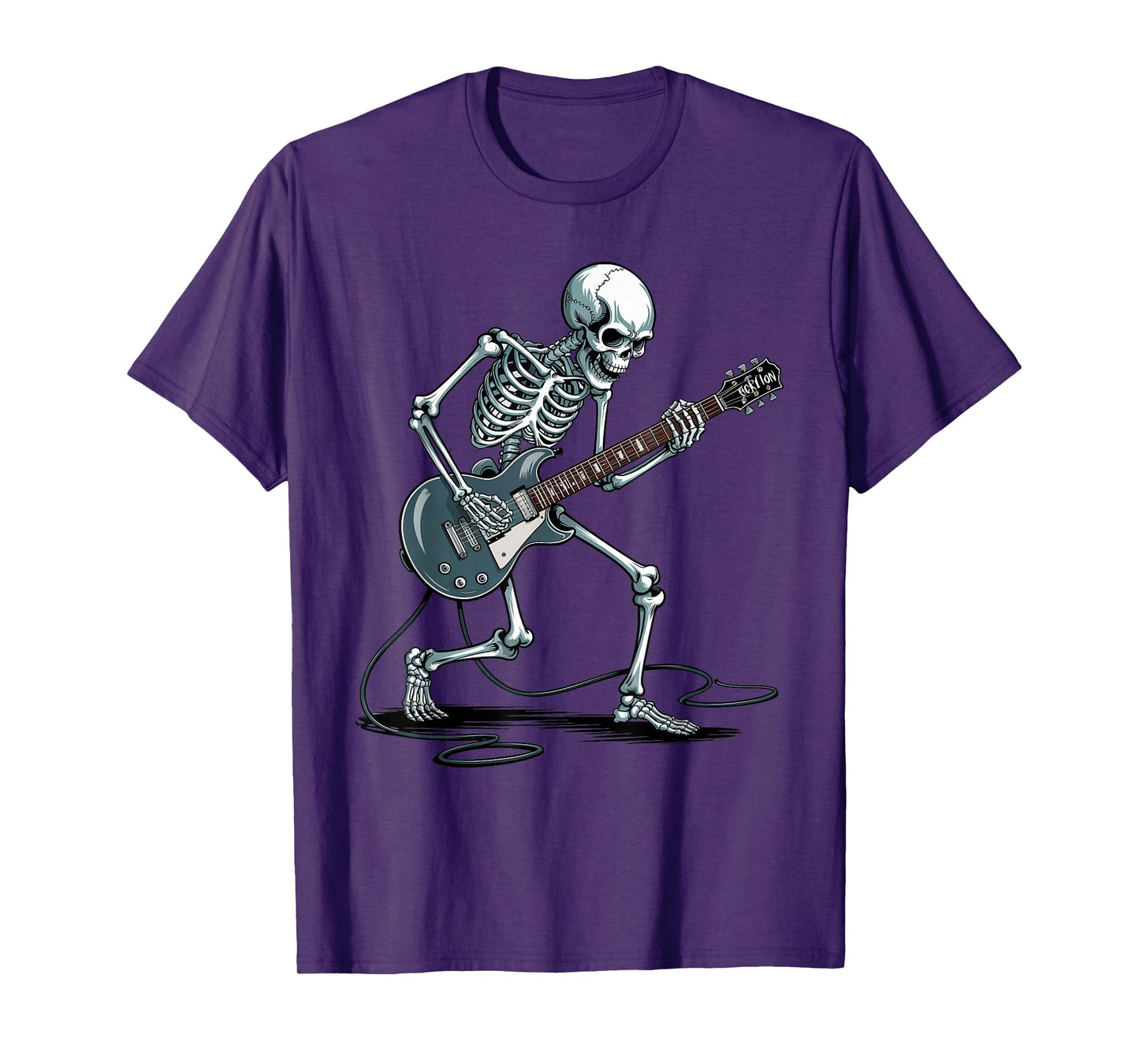 Halloween Skeleton Playing Electric Guitar Rock Music Lovers T-Shirt