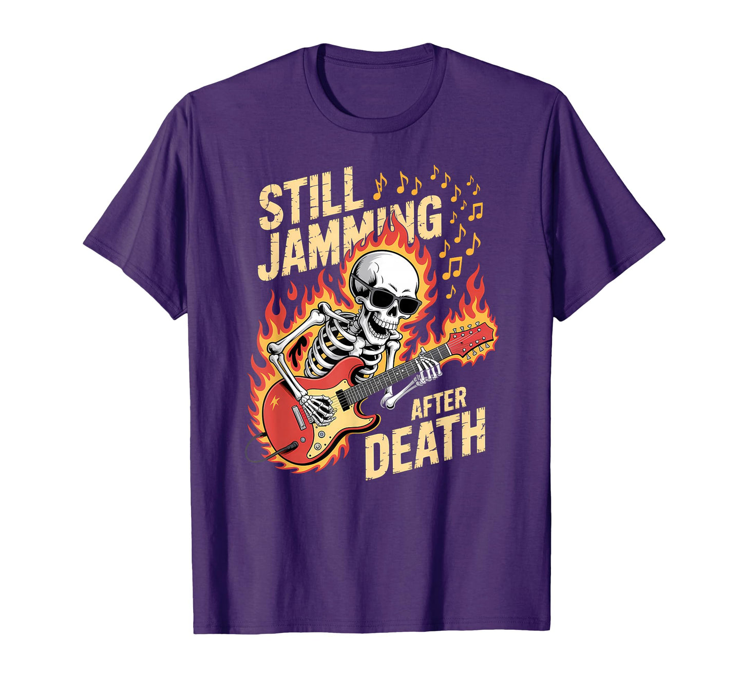 Skeleton Guitarist On Fire Rock Jam Session T-Shirt
