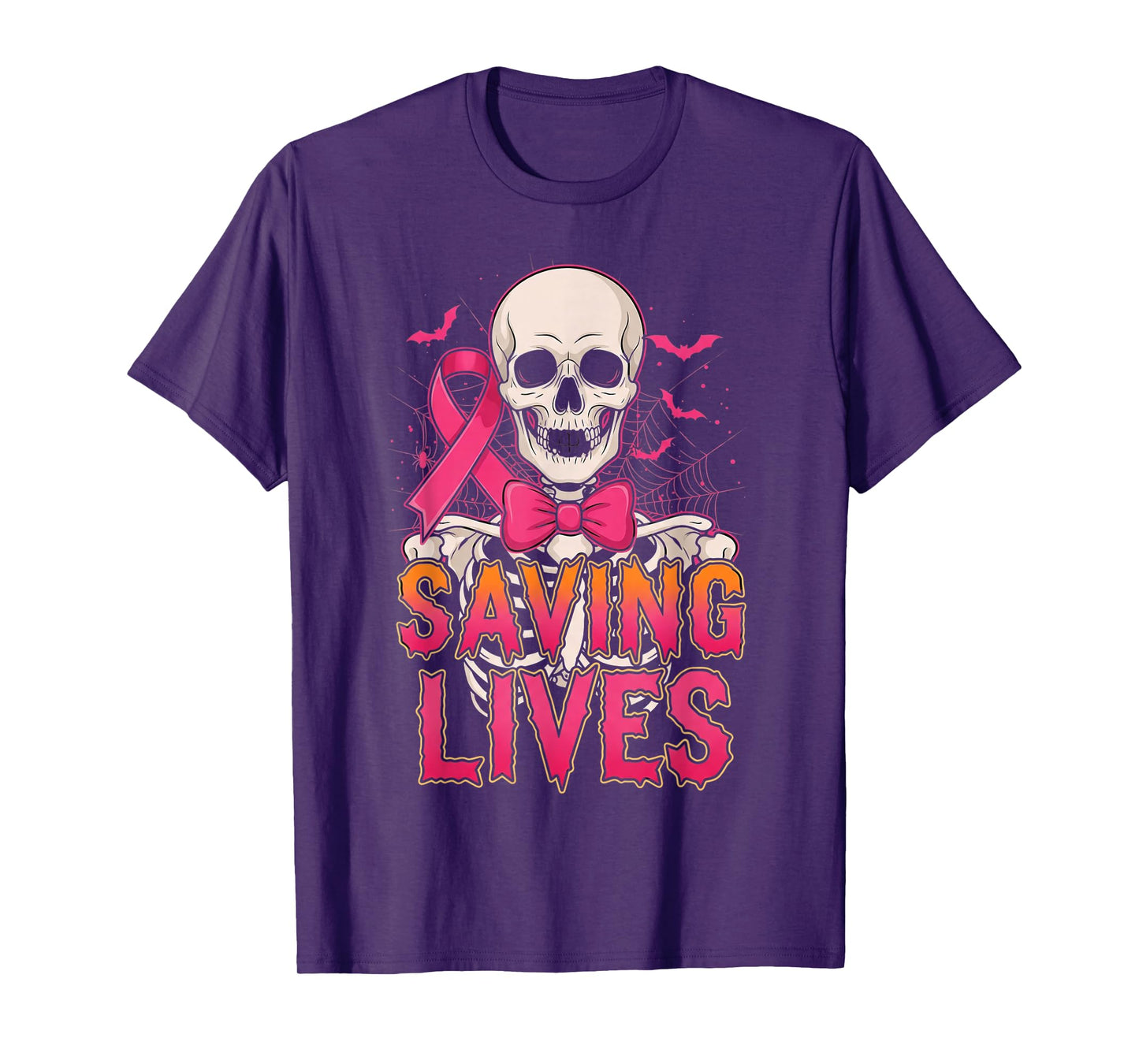 Halloween Cancer Awareness in October We Wear Pink Skeleton T-Shirt