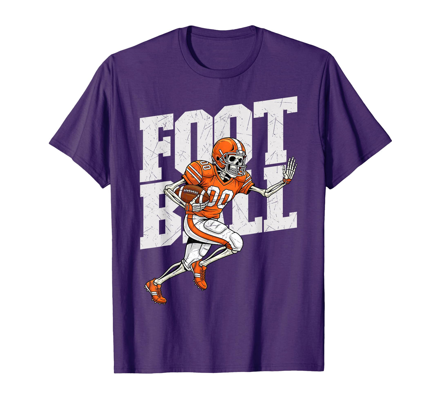 Skeleton Football Running Back Player Spooky Season Sports T-Shirt