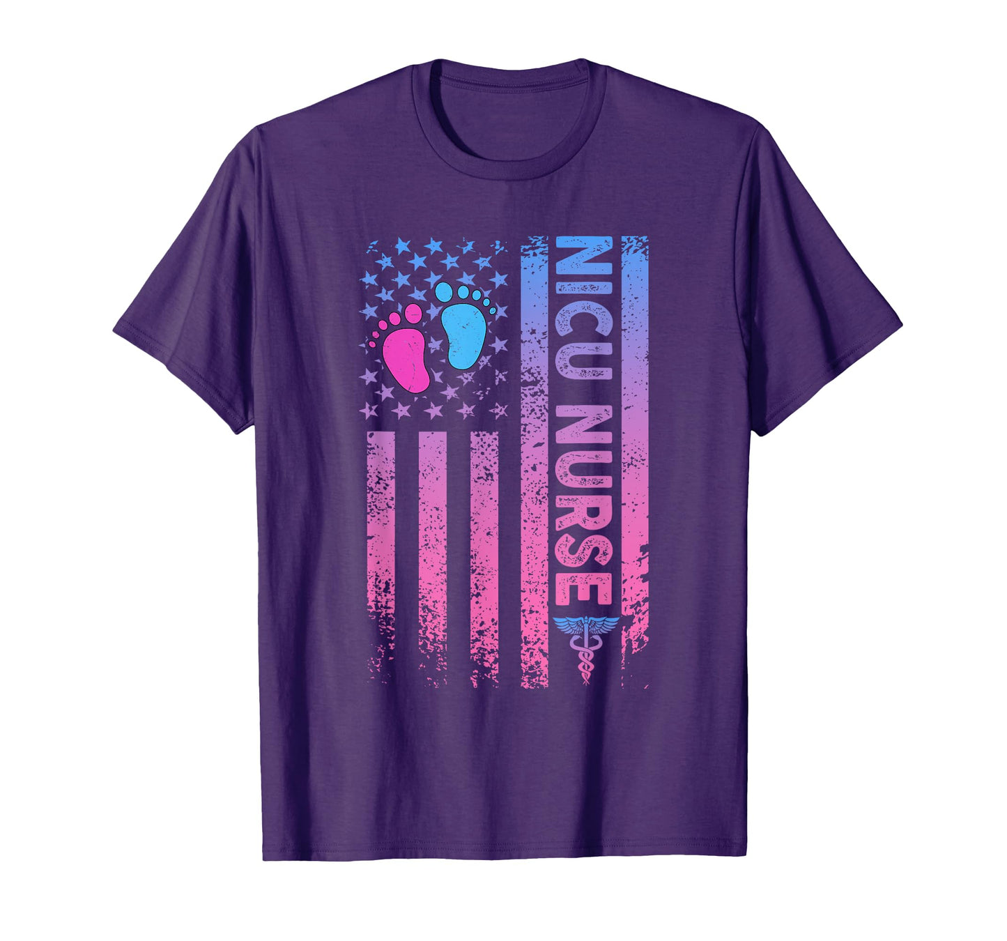 American Flag Neonatal Nursing Student Patriotic Nicu Nurse Women Men T-Shirt