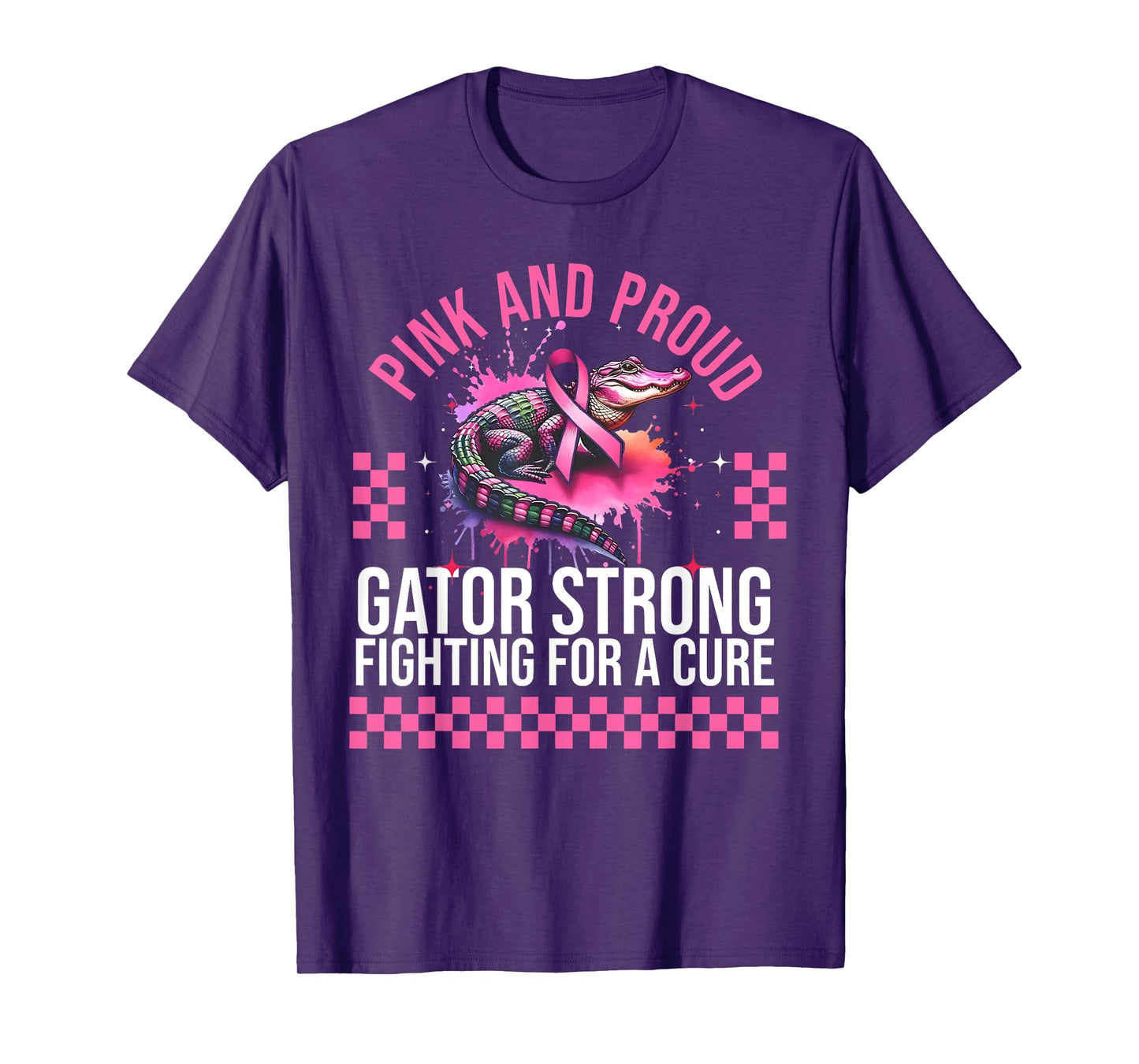 Pink and Proud Gator Strong Fighting for A Cure Pink Ribbon T-Shirt