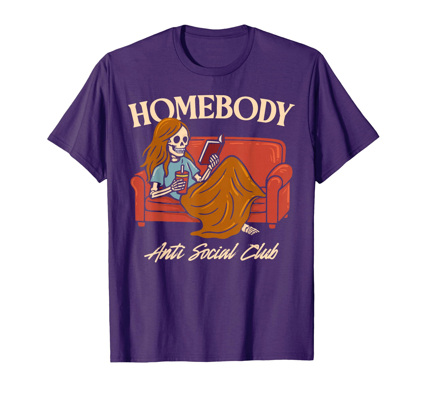 Homebody Anti Social Club Funny Introvert Skeleton Halloween T-Shirt