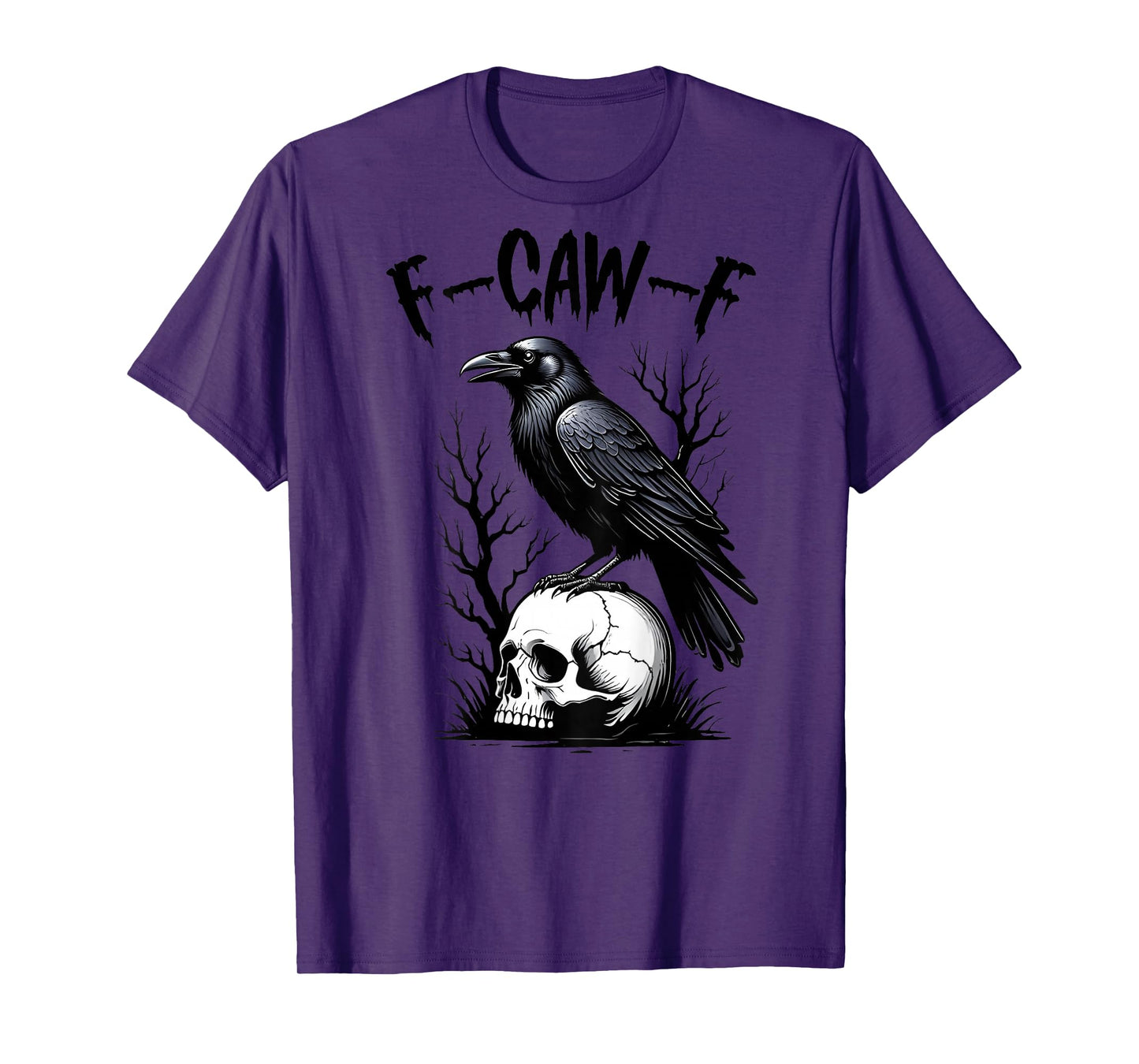Black Crow, F-Caw-F Funny Black Bird Moon Gothic Adult Humor T-Shirt