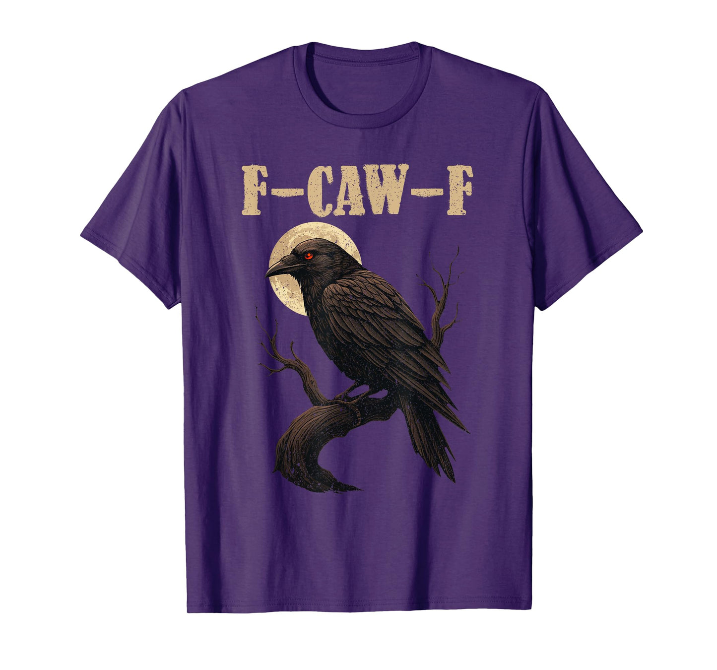 Black Crow F-Caw-F Full Moon Gothic Black Bird Adult Humor T-Shirt