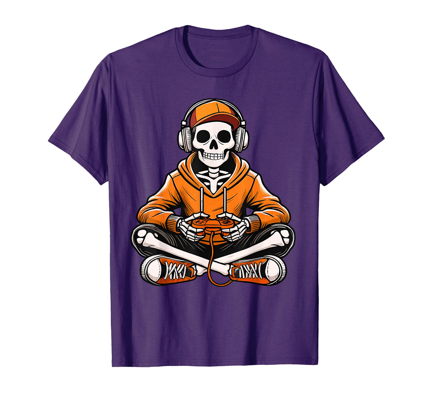 Funny Skeleton Video Game Halloween Gaming Gamer Boys Men T-Shirt