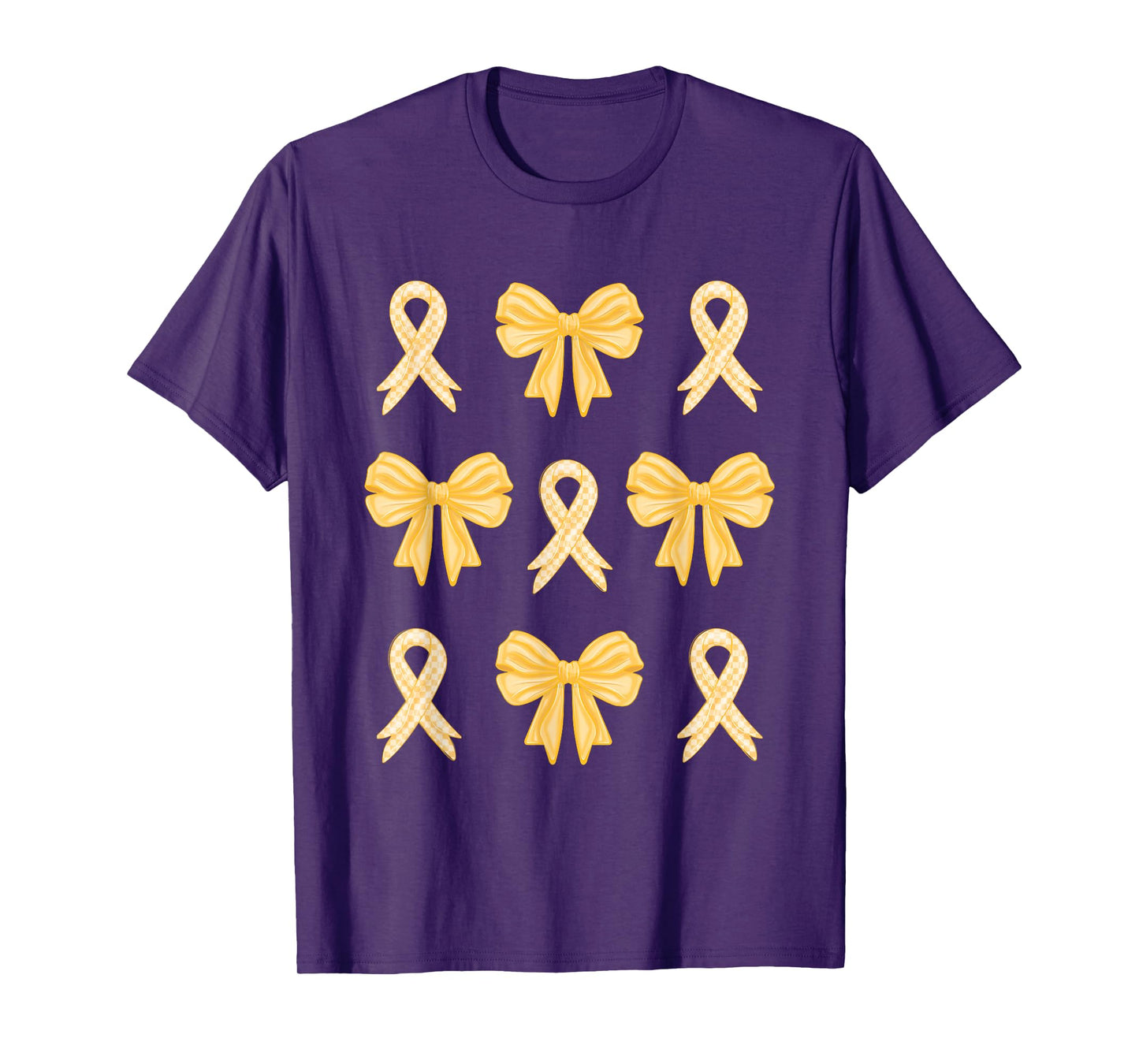 Childhood Cancer Awareness Yellow Ribbons Bow for Girls Boys T-Shirt