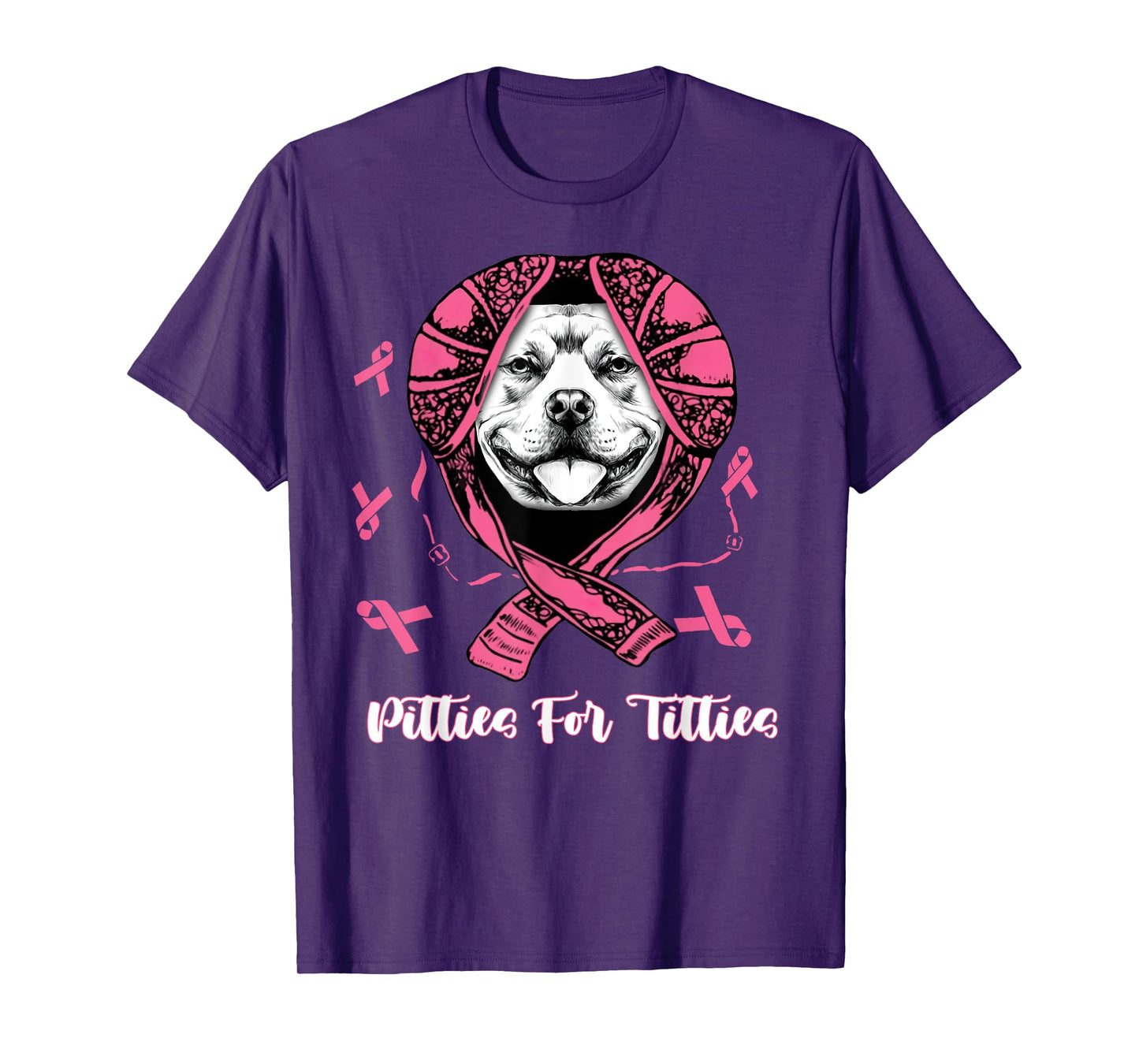 Pitties For Titties Funny Pitbull Breast Cancer Awareness T-Shirt