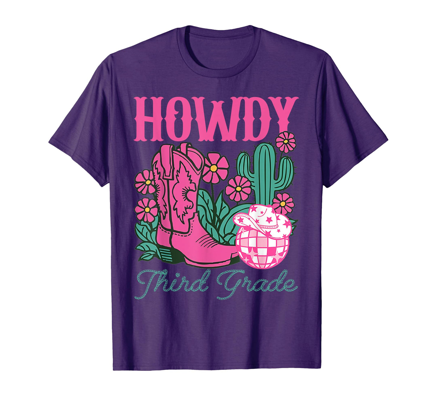 Howdy 3rd Third Grade Western Cowgirl Kid Back To School Day T-Shirt