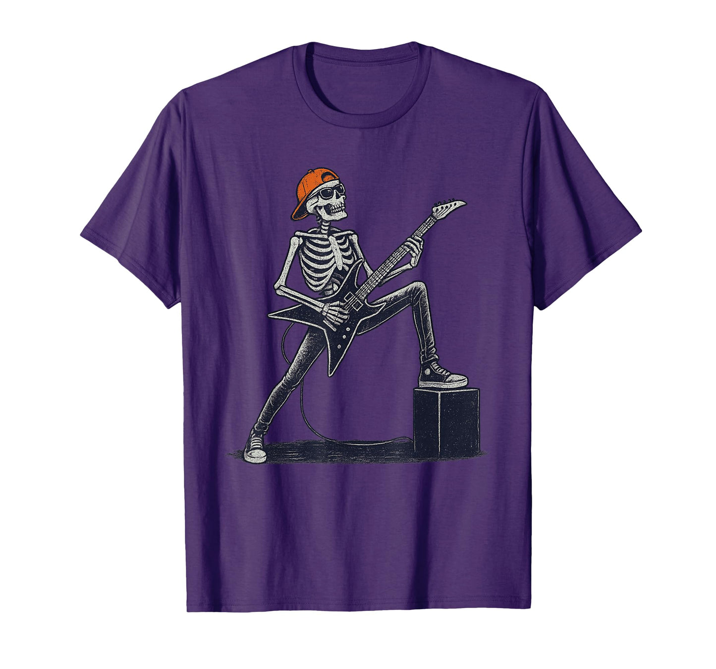 Vintage Halloween Skeleton Guitar Rock Funny Spooky Costume T-Shirt
