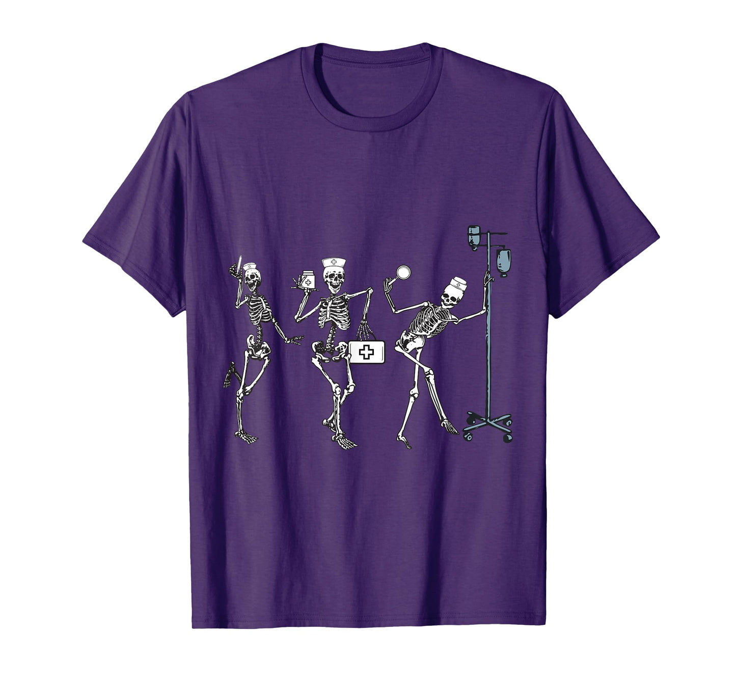 Halloween Skeleton Nurse Spooky Season Healthcare Dancing T-Shirt