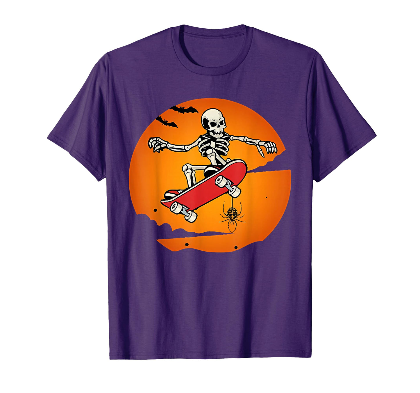 Skeleton Skateboarder Halloween Spooky Skateboarding Men Boy T-Shirt